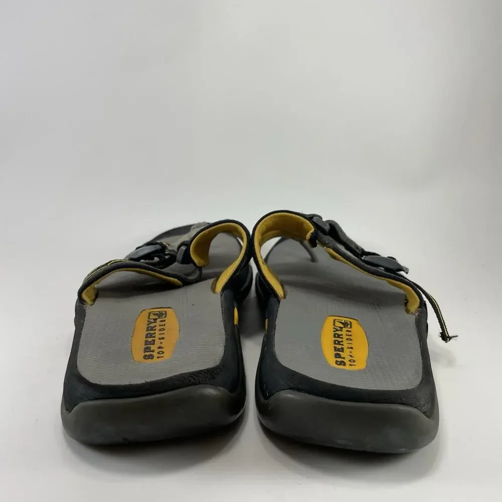 Sperry Top-Sider Santa Cruz Grey Leather Flip Flops Thong Sandals Mens Size 10